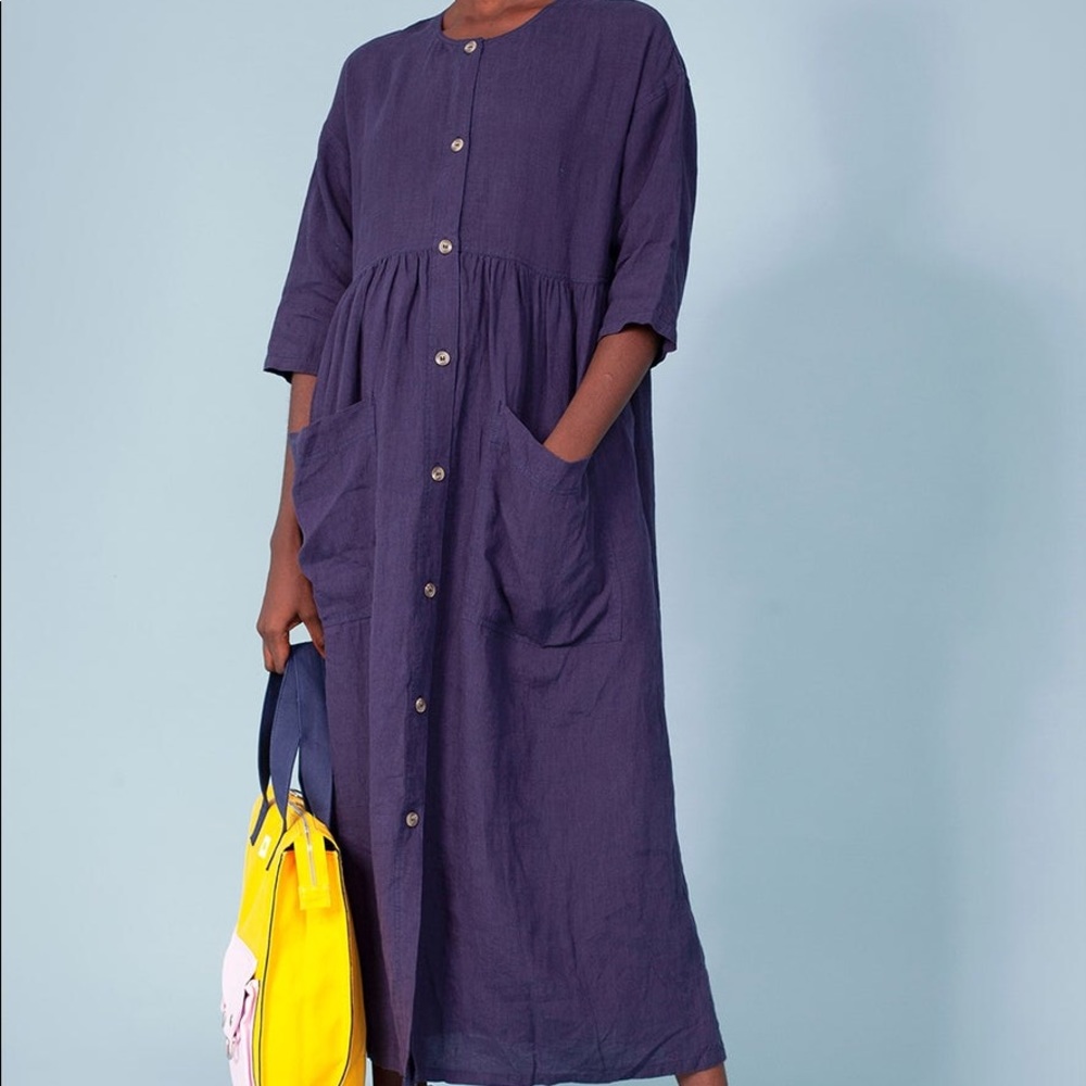 LF Market Linen Sammy Dress in Navy